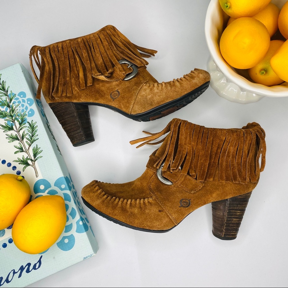 Born Fringe Leather Suede Moccasin Booties - Picture 8 of 8